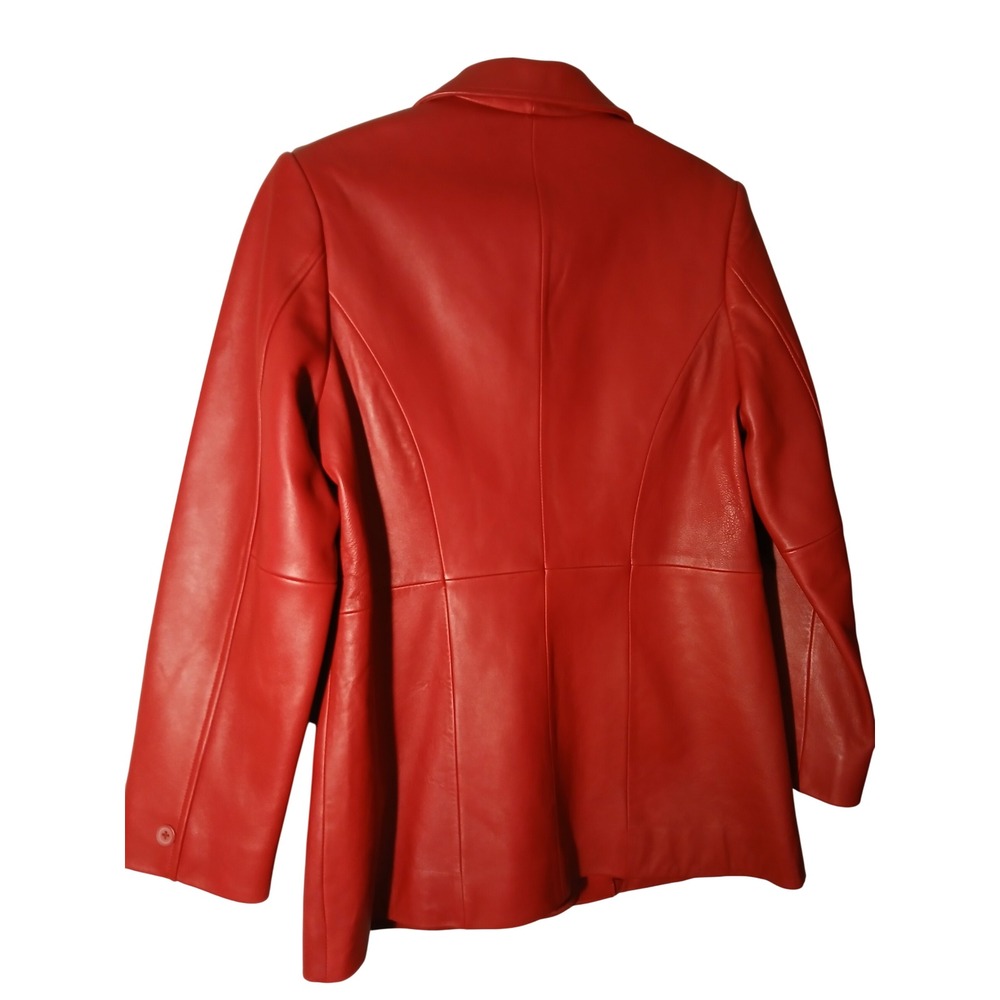 Nordstrom Genuine Lamb Leather Red Blazer Jacket Size M - Picture 7 of 11